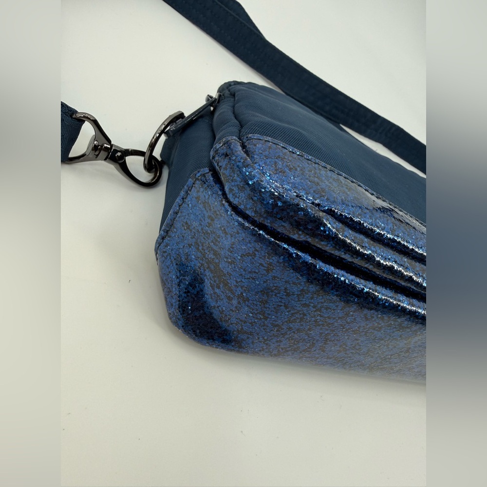 LUG RFID Punter  Quilted Navy Blue & Glitter Crossbody Bag Adjustable Strap - Picture 12 of 15